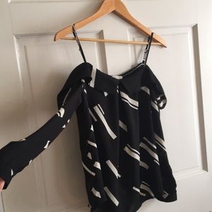 Black and white off the shoulder blouse